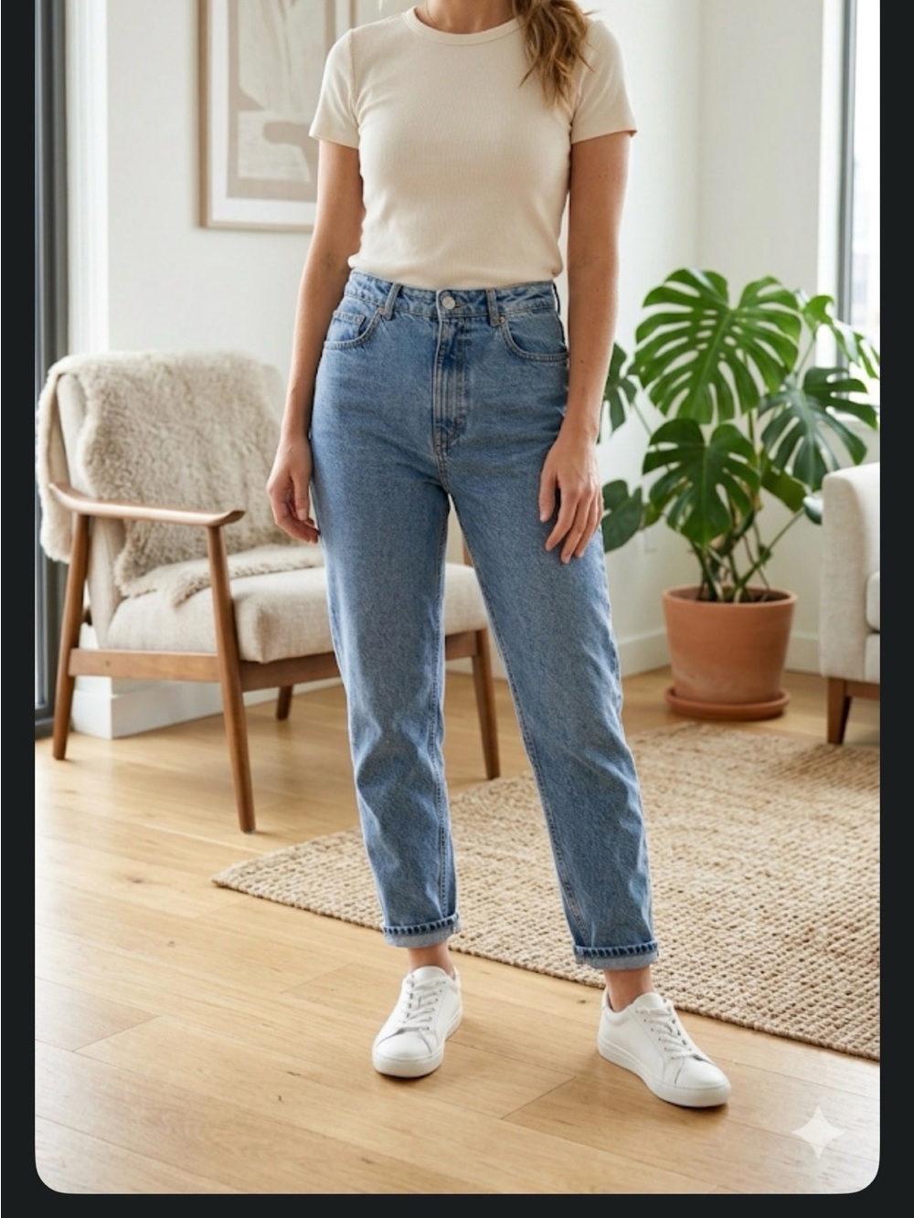 Zara 90s style acid wash boyfriend straight leg jeans Sz 10 distressed